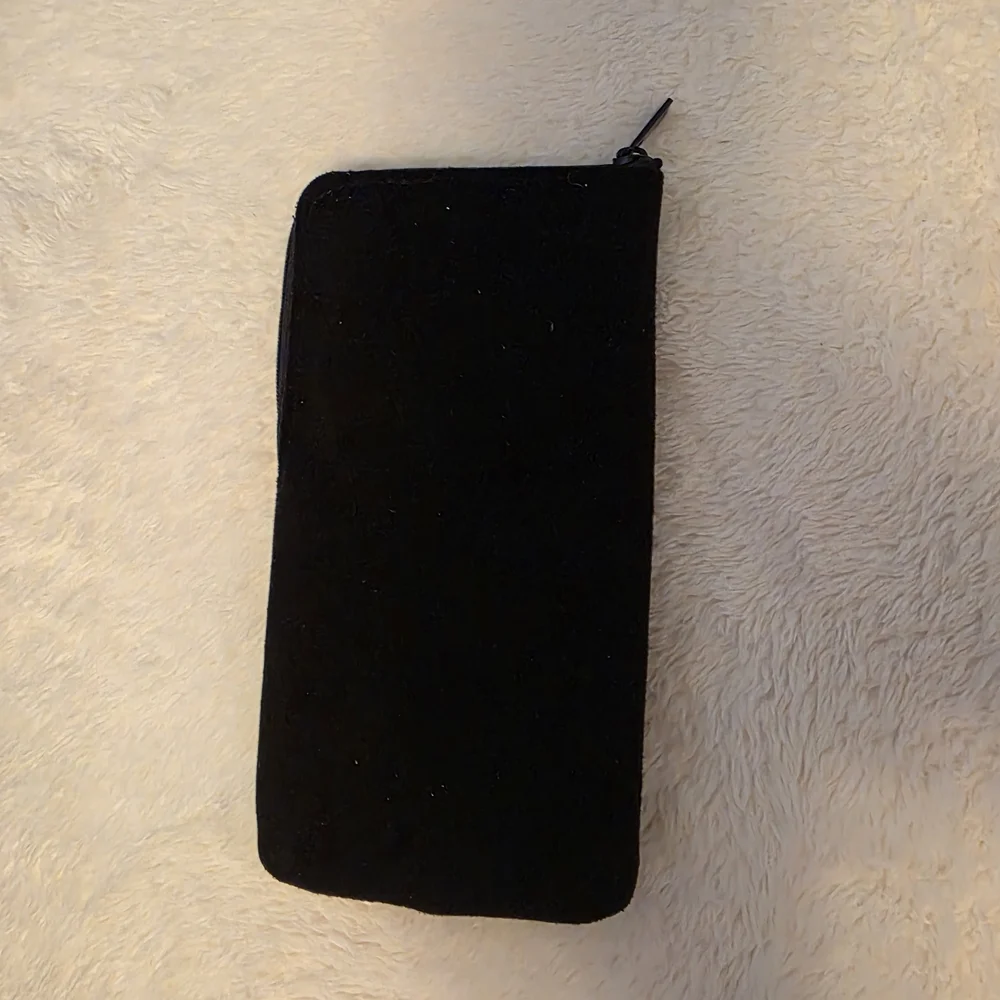 Celine Authentic Black Velvet Zip Pouch Cosmetic Case Paris